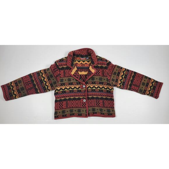 Vintage Asazu Tapestry Aztec Western Boho Tribal Button Up Womens Medium Jacket - Picture 1 of 7